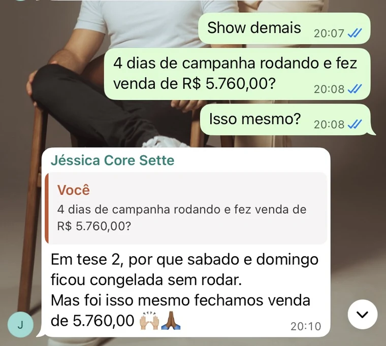 Jéssica Core Sette, mentorada Sprint: 4 dias de campanha e R$ 5.760 em vendas