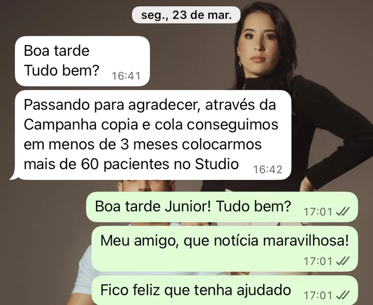 Junior, mentorado Sprint: mais de 60 pacientes no estúdio/clínica em menos de 3 meses