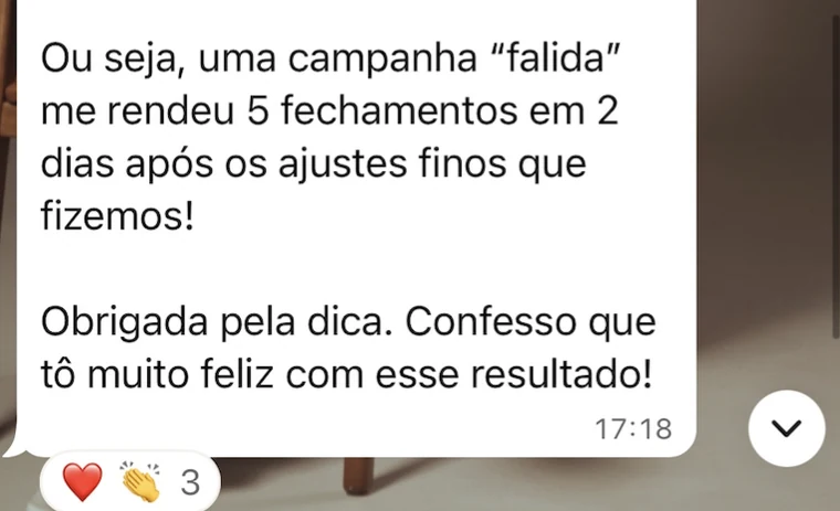 Mentorada Sprint: 5 fechamentos em 2 dias depois dos ajustes na campanha